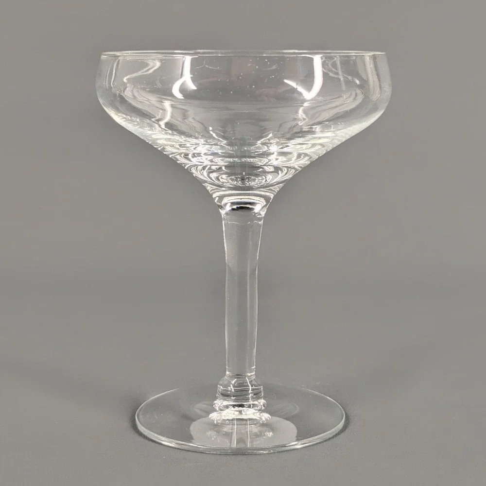 Set of 7 Clear Glass Champagne Coupes Wide Bowl Stemmed Cocktail Glasses